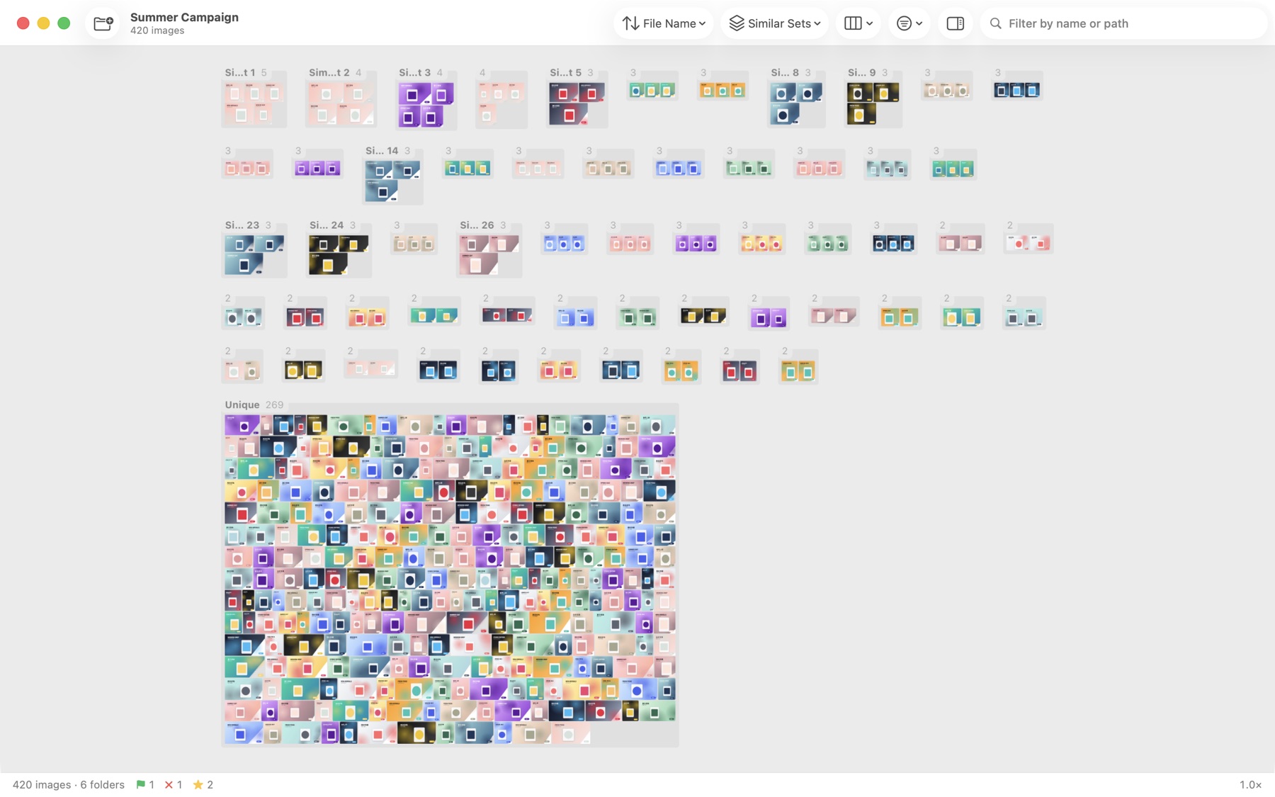 Near-duplicate images grouped into similar sets
